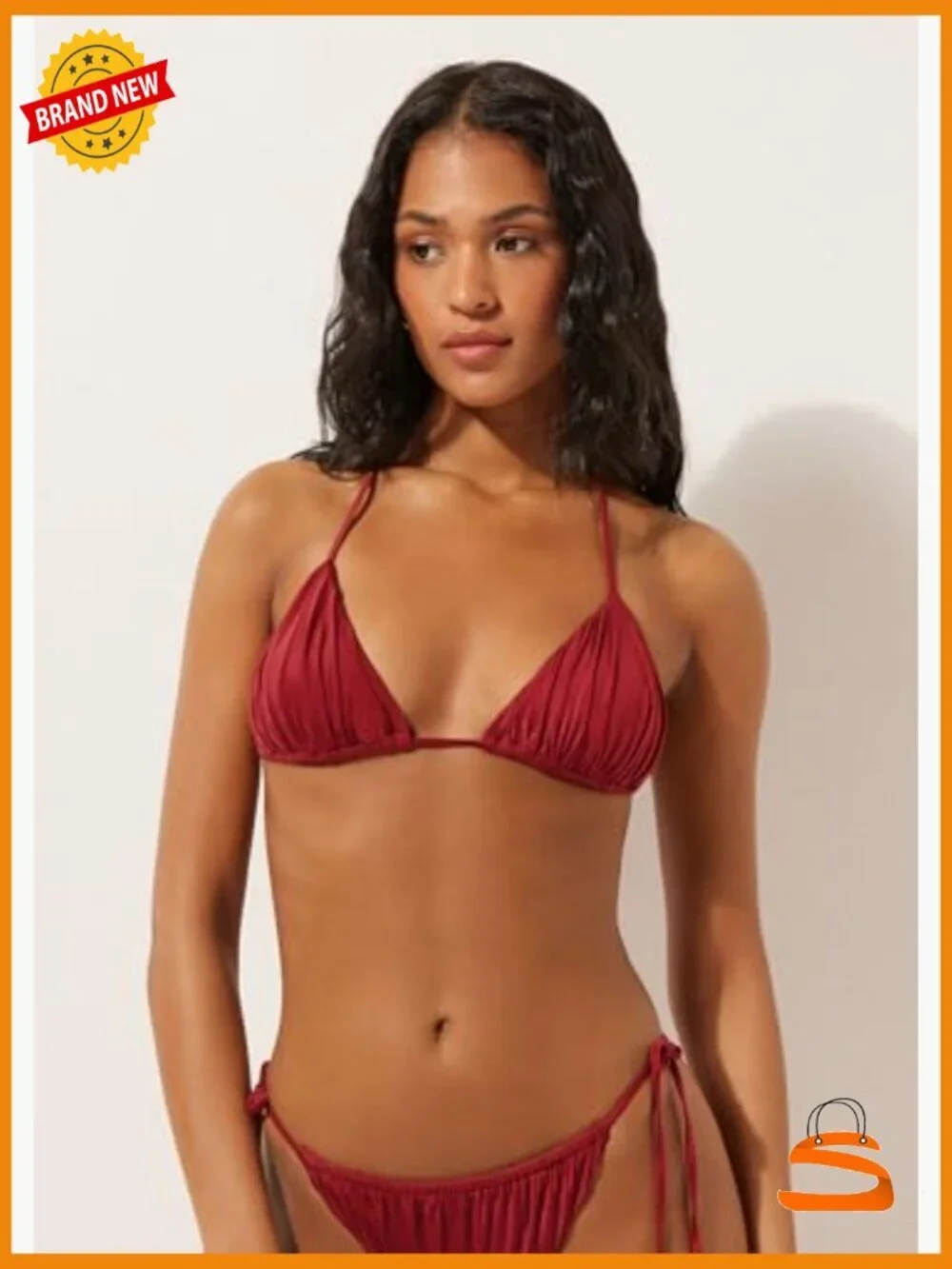 X-Small Push-Up Triangle Bikini Top with Removable Padding, Shiny Satin